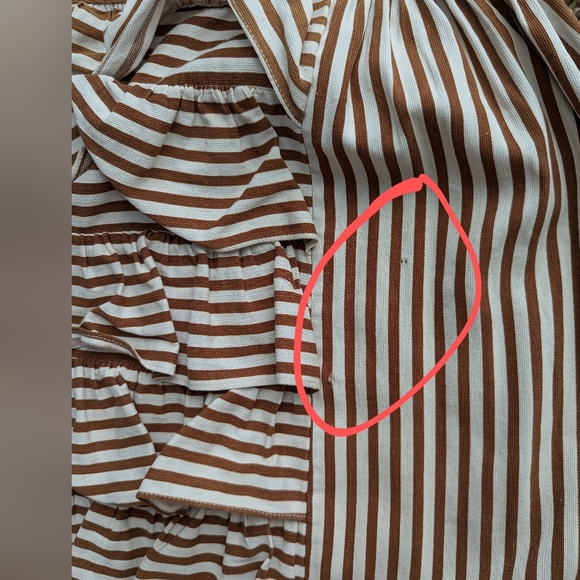 VINTAGE Handmade Coquette Brown Striped Ruffle A-Line Minimalist Skirt Size S - Picture 7 of 9